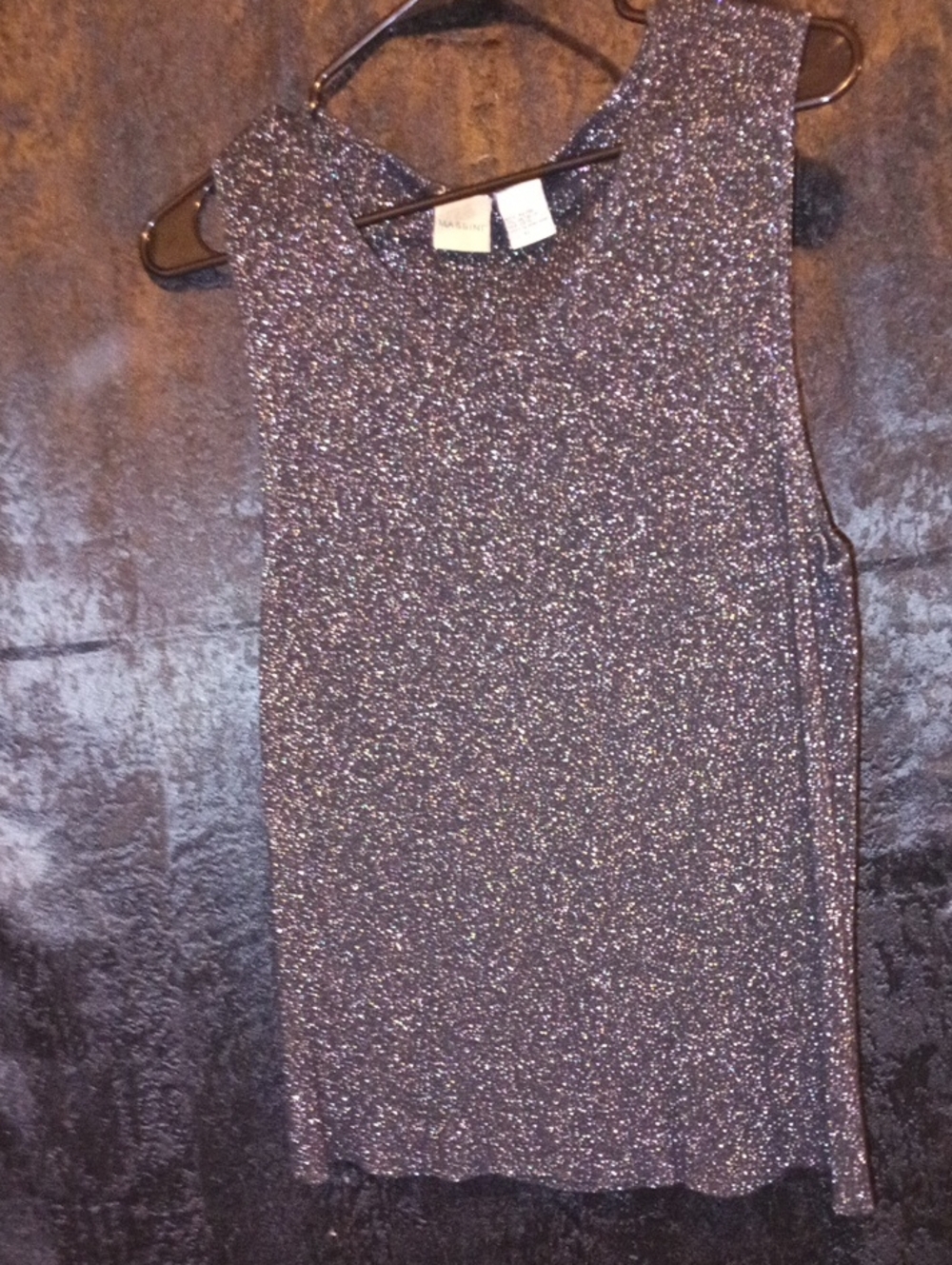 Massini Sparkle Metallic Tank Top in Silver